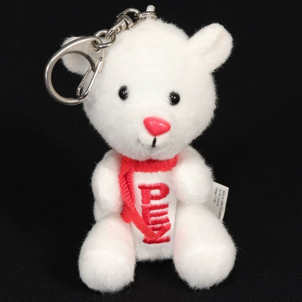 PEZ Winter 2014 Plush Polar Bear Candy Dispenser Keychain White Stuffed Animal - $5.33