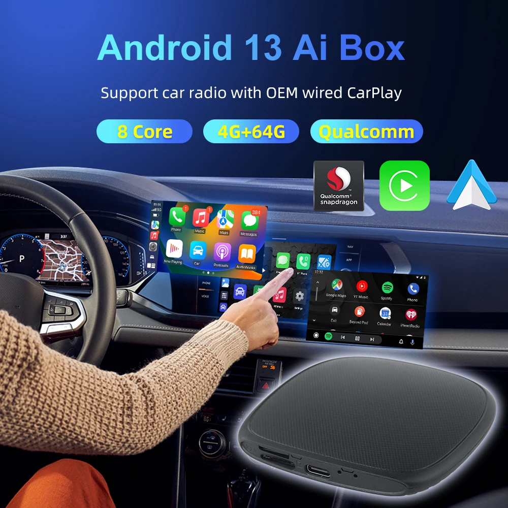 EKIY Android 13.0 Wireless CarPlay Android Auto Support YouTube Nexflix Mini - £70.95 GBP+