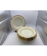 Set of 6 Spode SHEFFIELD CREAM Y816 Tiffany &amp; Co. Rim Soup Bowls - $280.66 CAD