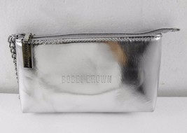 Bobbi Brown Metallic Silver Makeup Bag Cosmetic Case Wristlet Wallet Purse  - £17.34 GBP