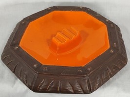 Large Arners Vintage Ceramic Ashtray Orange Octagon 10” Retro MCM Atomic - £18.48 GBP