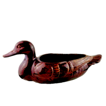 Vintage Pottery Ceramic Brown Drip Glaze Duck Planter 15&quot; Long - £21.14 GBP