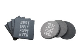 Funny Grandpa Gifts Best Effin Poppy Ever Engraved Slate Coasters Set of 4 - £23.97 GBP