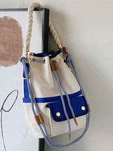 Women Bag Fashion Shoulder Bag Japanes Style Drawstring Bucket Bag Canvas Lady H - £27.60 GBP