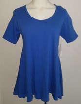 NEW LuLaRoe Perfect T Tee Solid Blue Size XXS Shirt Slits 100% Cotton - £13.30 GBP