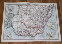 1908 Antique Map Of New South Wales Victoria Melbourne Sydney Adelaide Australia - £20.29 GBP