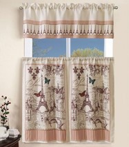 3pcs Kitchen Curtain With Garland And Board Blind System Set-Paris Eifel... - £13.91 GBP