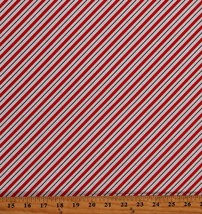 Cotton Candy Cane Striped Stripes Red White Fabric Print by Yard D407.33 - £10.35 GBP