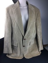 Lands End Tan Brown Corduroy Jacket Suede Elbow Patches Size 40 R - £31.63 GBP