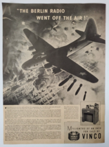 1944 Vinco Vintage WW2 Print Ad Bomber Dropping Bombs Over City - $12.95