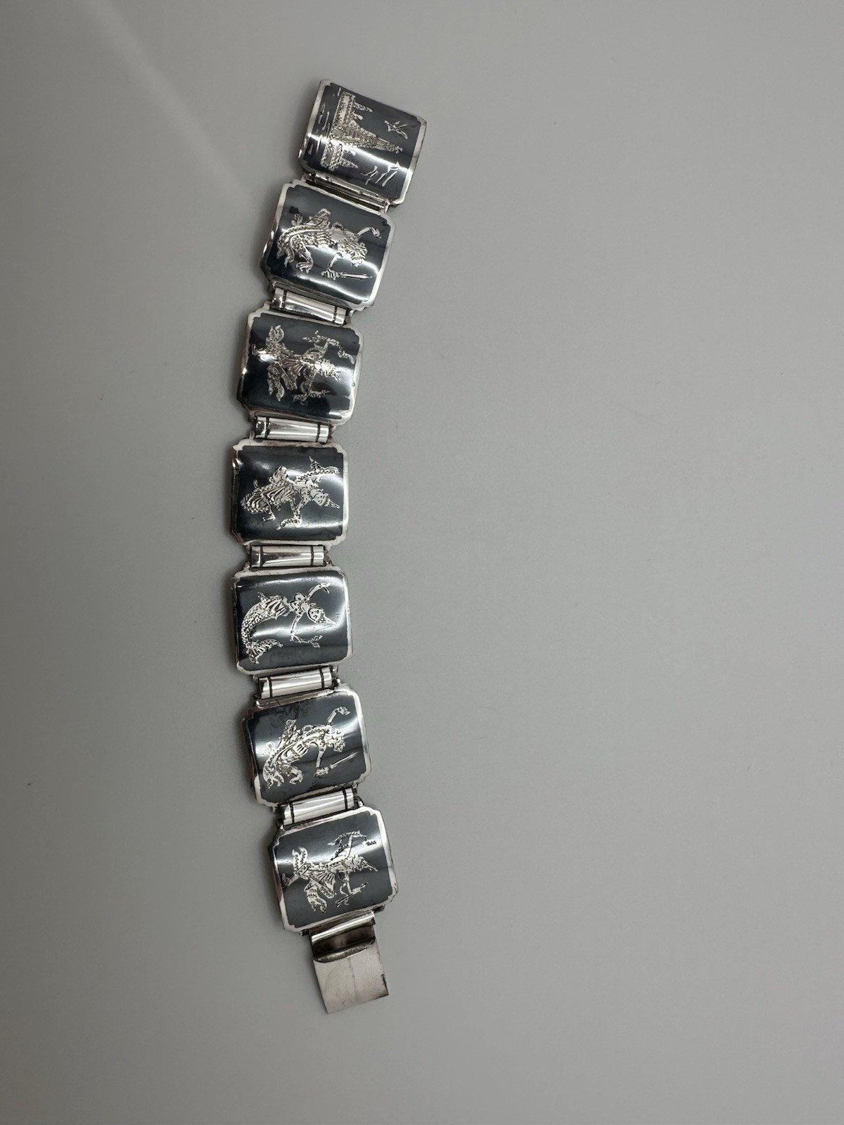 Vintage Siam Silver Enamel Goddess Bracelet 6.75” X 2.3cm - $31.68