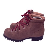 Vasque Hiking Boots Brown Red Italy Cowhide Leather Vibram Vintage Womens Size 7 - £97.31 GBP