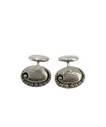 Signed Sterling Silver Antique Monogram Letter M Oval Classic Men Cufflinks - $899.48 MXN
