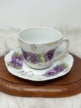 Kuno Steinmann SILESIA K St T Crown Mark Teacup &amp; Saucer Gilted Purple F... - £32.48 GBP