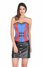 Red and Blue Satin Gothic Burlesque Halloween Costume Corset Dress 2019 Overbust - £47.14 GBP