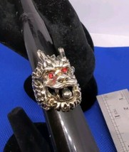 Red Eyes Lion Ring Size 7.5 To 8 Stainless Steel New - £12.48 GBP