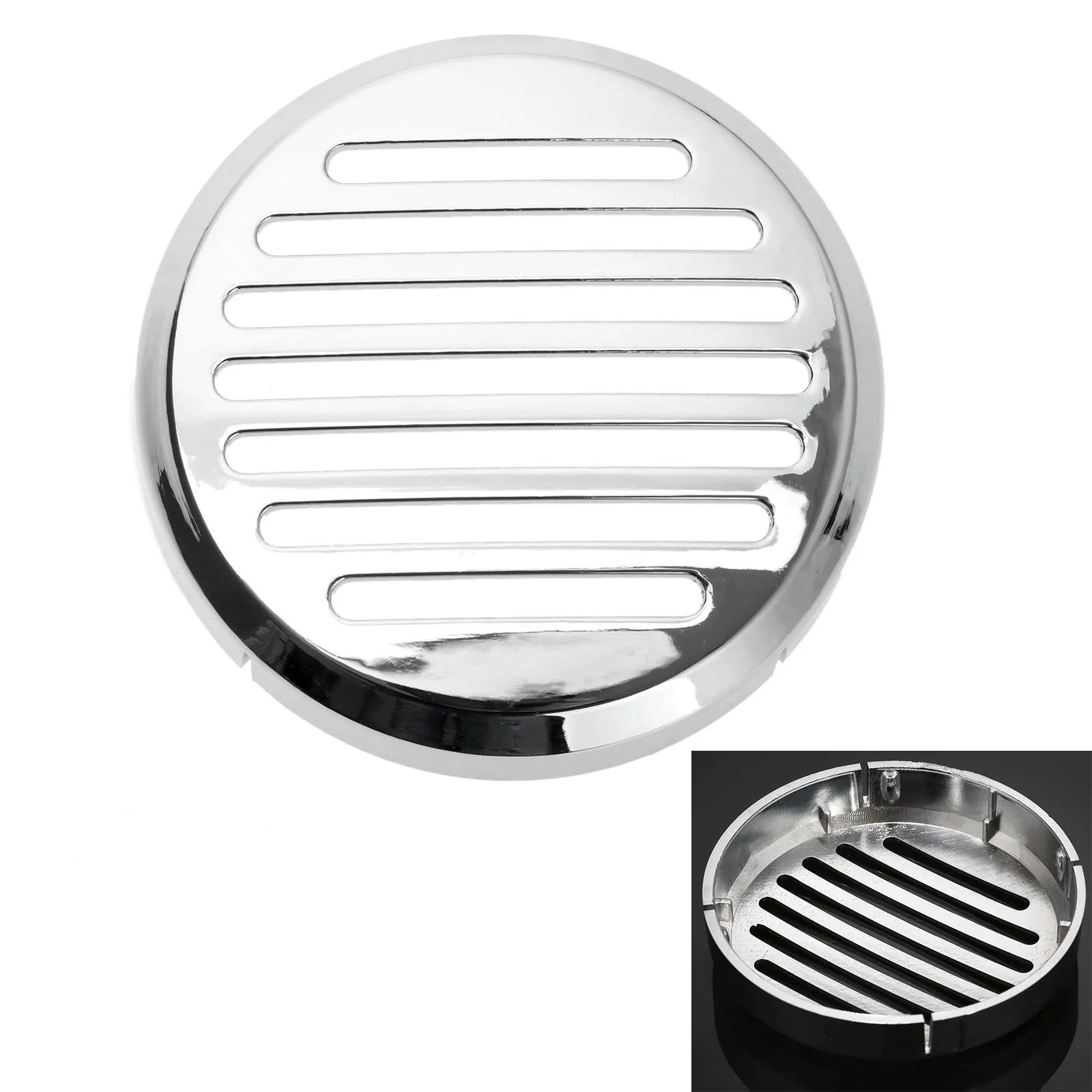 Motorcycle 9cm/3.5&quot; Chrome Round Slotted Grille Horn Cover for Honda Cruiser Bik - £14.33 GBP