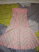 Anthropologie  RUTH Strapless Pink &amp; White Striped Floral Grad Dress Size 8 - $54.99