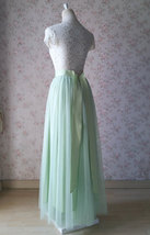 Green Floor Length Tulle Skirt Bridesmaid Plus Size Tulle Maxi Skirt Back-bow image 5