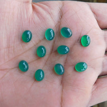9x11 mm Oval Natural Green Onyx Cabochon Loose Gemstone Wholesale Lot 10 pcs - £7.89 GBP