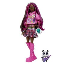 Barbie Extra Doll &amp; Accessories with Pink-Streaked Brunette Hair in Grap... - £22.12 GBP