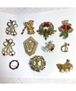 Lot Of 11 Vintage Holiday Christmas Winter Brooches - £23.60 GBP