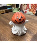 Vintage Ghost Pumpkin Head 1980&#39;s Ceramic Figurine Taiwan Halloween 4&quot; tall - $379.94 MXN