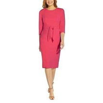 NWT Womens Size 10 Adrianna Papell Pink Tie Waist Crepe Knee-Length Sheath Dress - £30.99 GBP