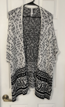 Bethany Mota White with  Black Knit Open Front Cardigan Sweater Size Large - £25.65 GBP