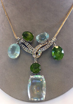 Estate Huge VS 71.48ct aquamarine peridot, 2.43 diamond 14k gold Choker necklace - £13,665.34 GBP