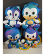 Sonic Hedgehog Set of 4 Gradient Plush 7&quot; Big Head Multicolor Blue Toy D... - $49.45