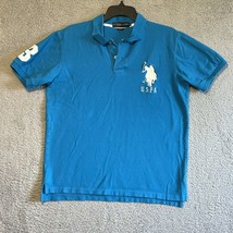 US Polo Assn Polo Shirt Mens Medium Short Sleeve #3 Embroidered Blue - £11.07 GBP