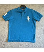 US Polo Assn Polo Shirt Mens Medium Short Sleeve #3 Embroidered Blue - £11.12 GBP