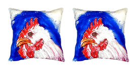 Pair of Betsy Drake Rooster Head No Cord Pillows 18 Inch X 18 Inch - £63.28 GBP