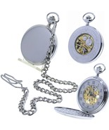 Mechanical Pocket Watch Skeleton Silver Heavy Solid Brass Polish 2 Inch ... - $38.28 CAD