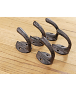 5 Small Rustic Coat Hooks Cast Iron Wall Mount Hat Hook Towel Dog Leash ... - $14.99