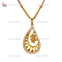 18 Kt Yellow Gold Cubic Zirconia CZ  Charm Necklace Women Pendant Withou... - $715.35