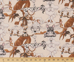 Dogs Cats Funny Animals Yoga Poses Stretches Cotton Fabric Print BTY D778.40 - £8.75 GBP