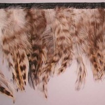 Feather Trim Brown Multicolored Feathers on Black Band Sold by the Yard ... - £8.73 GBP