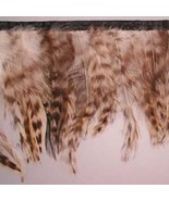 Feather Trim Brown Multicolored Feathers on Black Band Sold by the Yard ... - £8.57 GBP