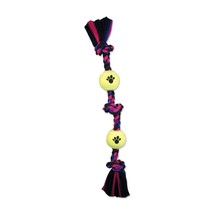 Mammoth Pet Products 3 Knot Tug w/2 Mini Tennis Balls Dog toy Multi-Color 1ea/12 - £6.27 GBP