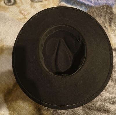 57 CM  Wide Brim Fedora Hat Black Felt Polyester  Item image 5