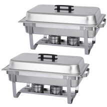 2 Pack 8 Qt Stainless Steel Chafer Chafing Dish Sets Catering Food Warmer - £80.56 GBP