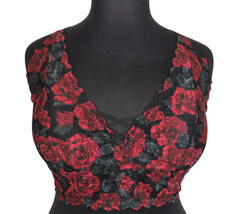 Torrid Black Rose Print Stretch Lace Lightly Lined Bralette Plus Size 4X - £23.63 GBP