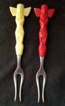 2 Vintage Tiki Totem Seafood Cocktail Olive Snail Appetizer Forks 18-8 M... - $28.01