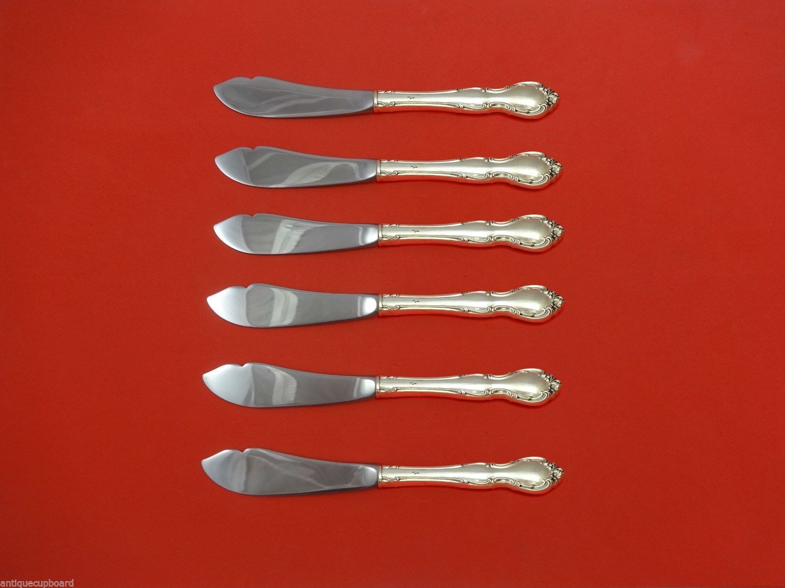 Primary image for Pirouette by Alvin Sterling Silver Trout Knife Set 6pc. HHWS  Custom Made 7 1/2"