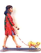 Pop art Metal &quot; Dog Walker  &quot; sculpture by DAVID GERSTEIN - £241.15 GBP