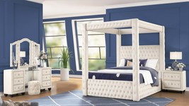 Luxury 4-Poster Full Bed &amp; Vanity Set - Cream - $2,679.99