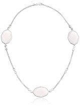 Sterling Silver Pink Glass and Cubic-Zirconia Necklace, 18&quot; - £67.30 GBP