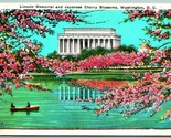 Lincoln Memorial and Cherry Blossoms Washington DC UNP Unused WB Postcar... - $3.91